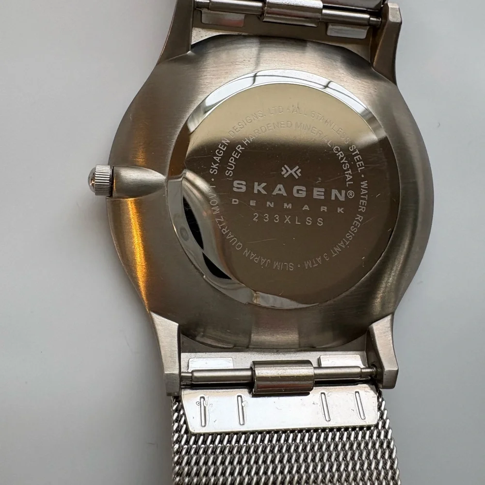 Skagen Stainless Steel Mesh Watch White Dial Date 24-Hour - Picture 5 of 10